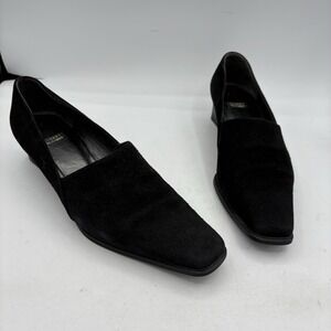 Stuart Weitzman Shoes‎ Womens 8.5 B Loafers Black Suede Block Square Toe
